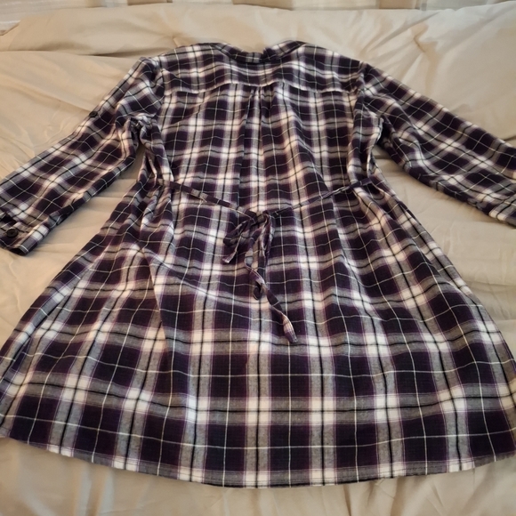 Apt. 9 Womn's Purple and White Plaid Button Down Mini Dress - Picture 9 of 9